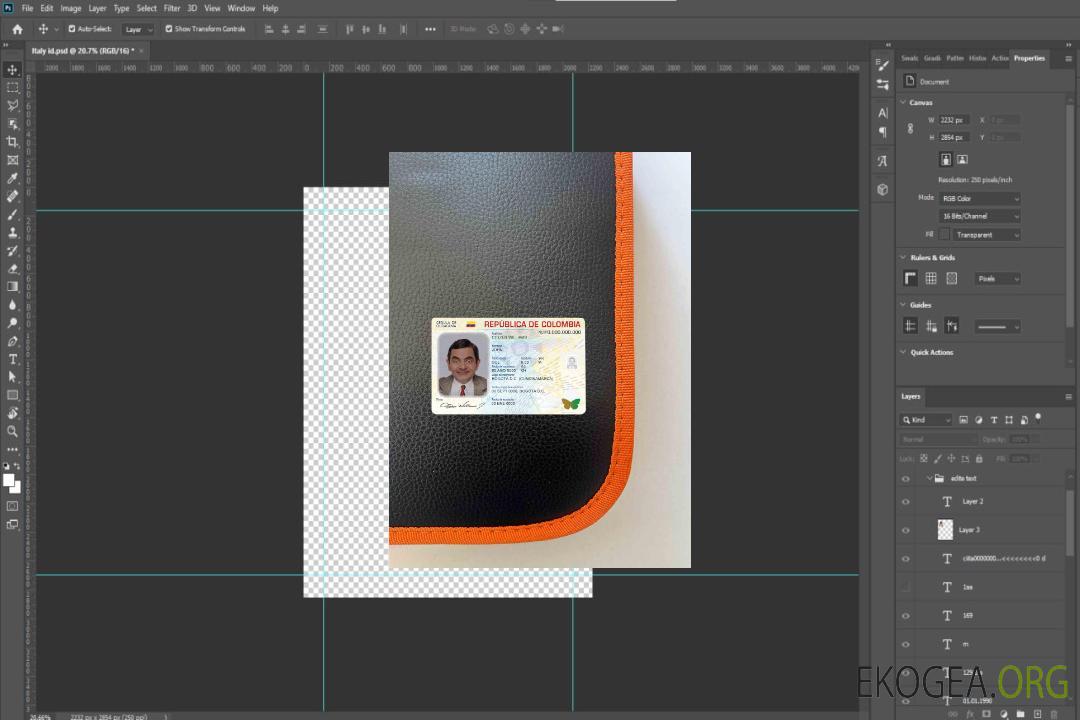 Colombie ID (2020 – présent) photolook AVANT template